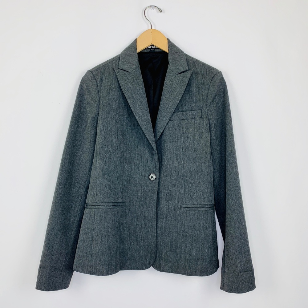 Express Gray Single Button Jacket/Blazer - image 4